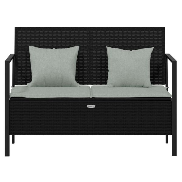 vidaXL Garden Bench Black PE rattan 2-Seater Garden Bench Rectangular
