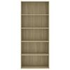 vidaXL Book Cabinet Sonoma oak Engineered wood Tall with five shelves