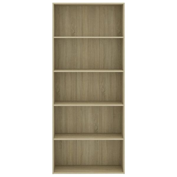 vidaXL Book Cabinet Sonoma oak Engineered wood Tall with five shelves