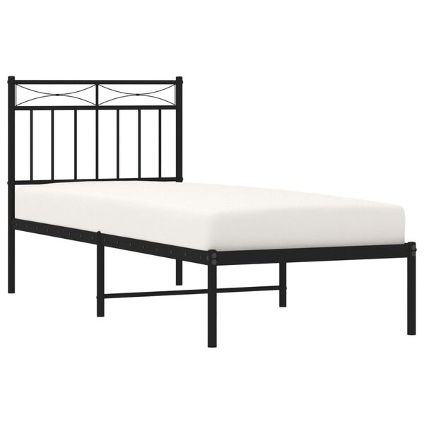 vidaXL Bed Frame Black Steel Twin Bed Frame Rectangular Modern