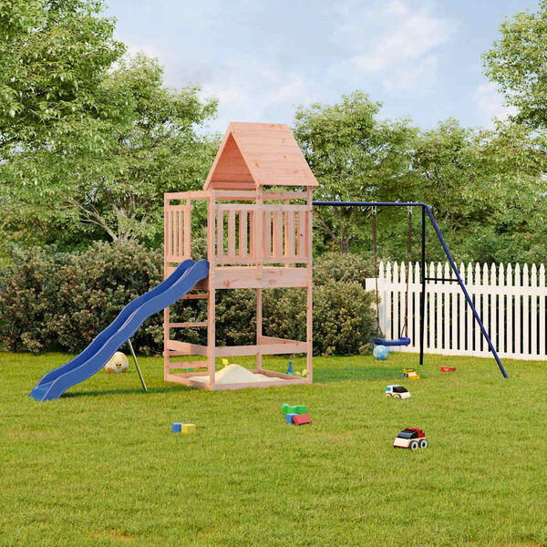 vidaXL Outdoor Playset Wooden frame with blue bits Solid Douglas wood