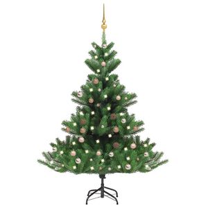 vidaXL Nordmann Fir Artificial Christmas Tree LED&Ball Set Green 70.9"