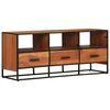 vidaXL TV Cabinet Honey Brown, Black Solid Acacia Wood, Powder-Coated Iron
