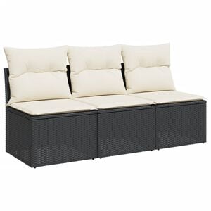 vidaXL Garden Sofa Black, Cream White