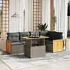vidaXL Garden Sofa Set Gray Poly Rattan 6 Piece Set Adjustable Feet