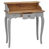 vidaXL Writing Desk Mahogany, Grey Solid mahogany wood