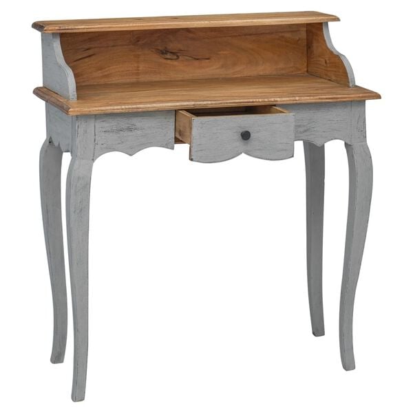 vidaXL Writing Desk Mahogany, Grey Solid mahogany wood