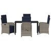 vidaXL Garden Dining Set with Cushion 5 pcs Grey Poly Rattan