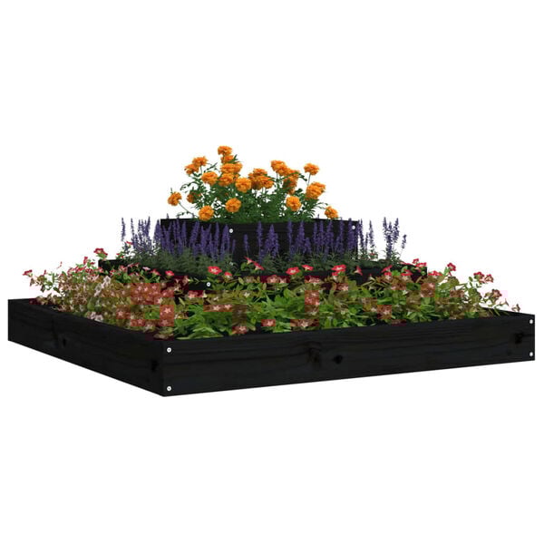 vidaXL Planter Black Solid pine wood 31.5x31.5x10.6 in Planters