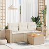 vidaXL Garden Sofa Set Beige PE Rattan 4 Piece Modular Garden Sofa Set