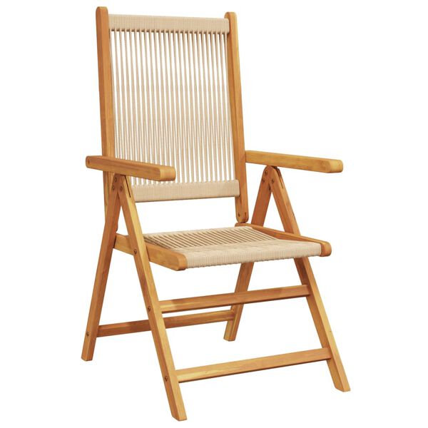 vidaXL Garden Chair Set of 2 Beige Solid acacia wood Foldable