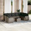 vidaXL Garden Sofa Set Gray PE rattan, Powder-coated steel, Tempered glass