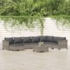 vidaXL Garden Lounge Set Grey PE Rattan, Powder-Coated Steel 9 piece
