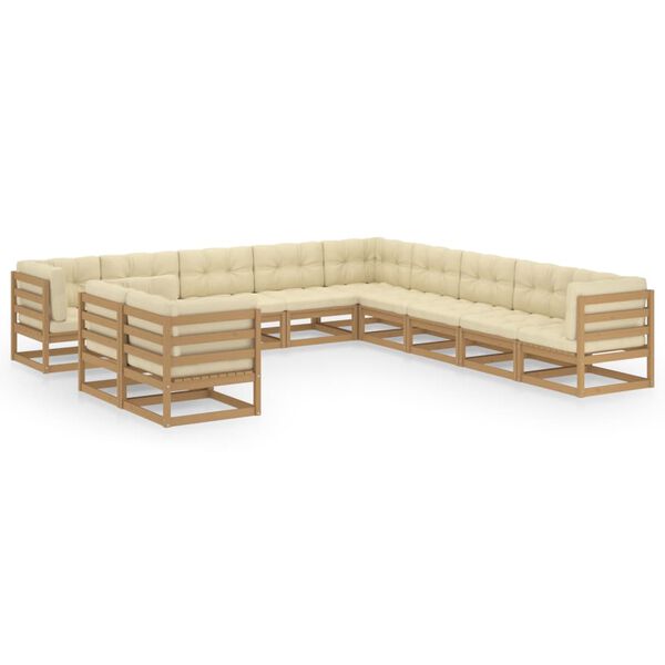 vidaXL Garden Lounge Set Honey brown Solid pine wood, 100% polyester Large