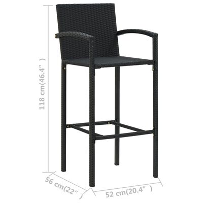 vidaXL 5 Piece Patio Bar Set Poly Rattan Black