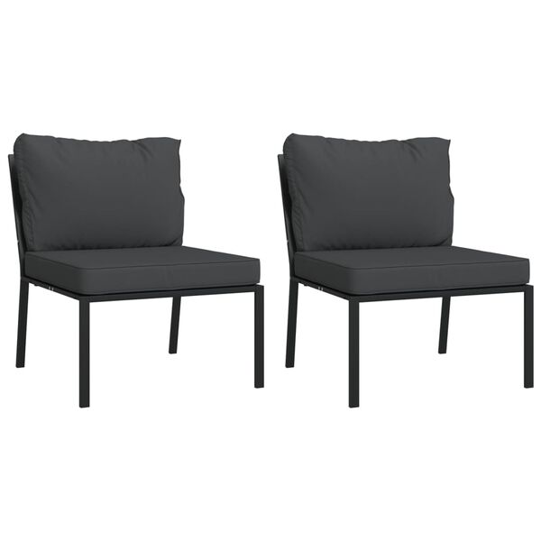 vidaXL Garden Chair Set of 2 Black and Gray