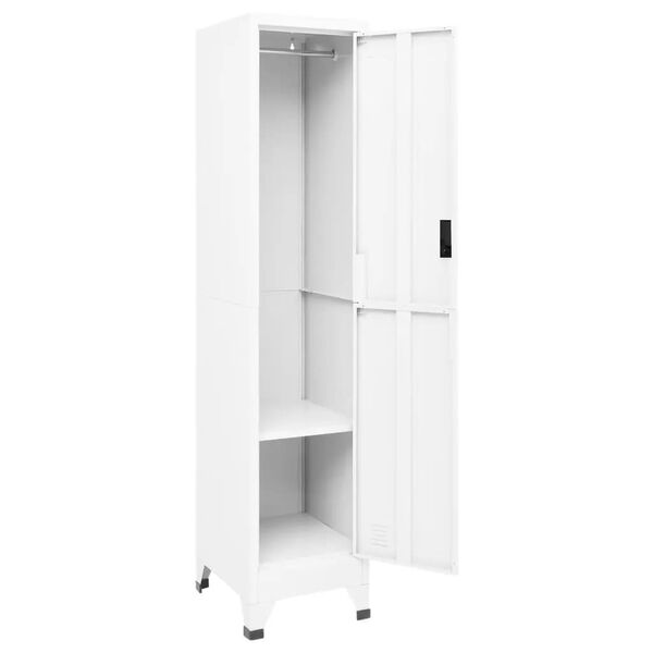 vidaXL Locker Cabinet White Steel Tall Locker Cabinet Rectangular