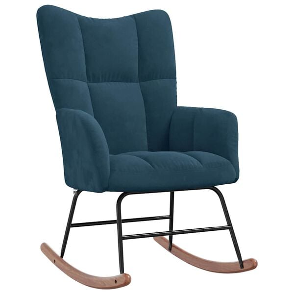 vidaXL Rocking Chair Blue Velvet Medium Nice Design Rocking Chair