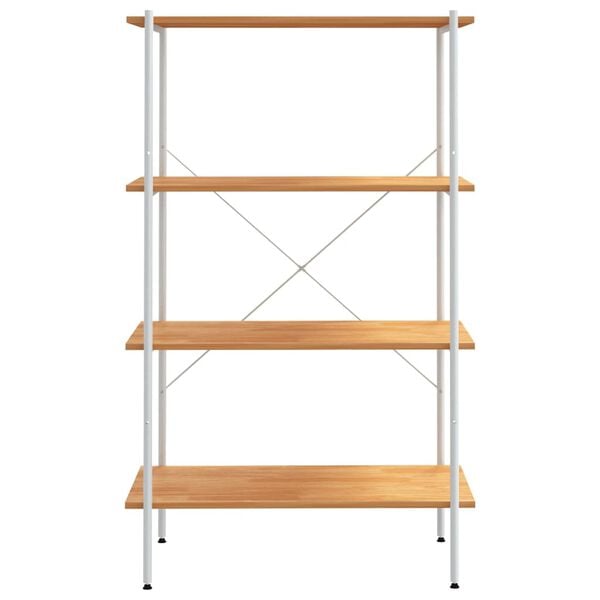 vidaXL Shelving Unit White and Oak Engineered wood, Steel Medium