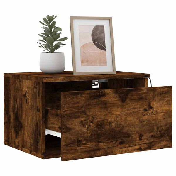 vidaXL Wall-mounted Bedside Cabinet Set of 2 Smoked oak Engineered wood