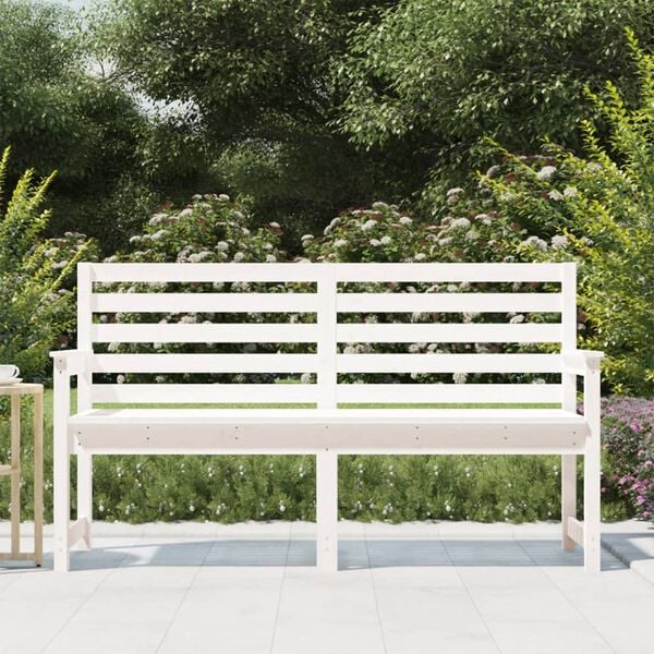 vidaXL Garden Bench White Solid pine wood Large Durable Garden Bench