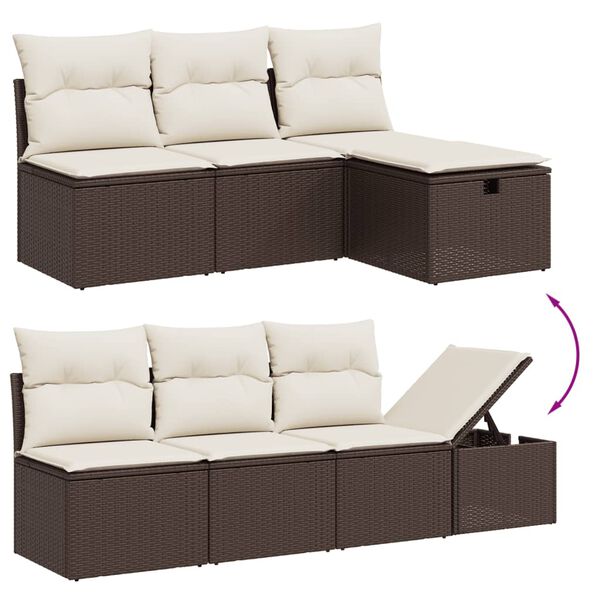 vidaXL Garden Sofa Set Brown Poly Rattan, Powder-Coated Steel Large