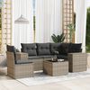 vidaXL Garden Sofa Set Grey PE rattan, powder-coated steel, tempered glass