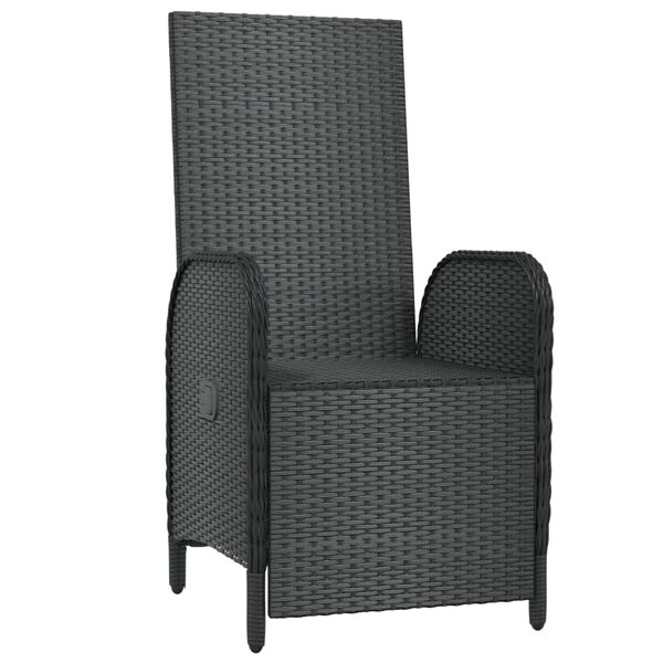 vidaXL Outdoor Reclining Chair Set of 2 Black