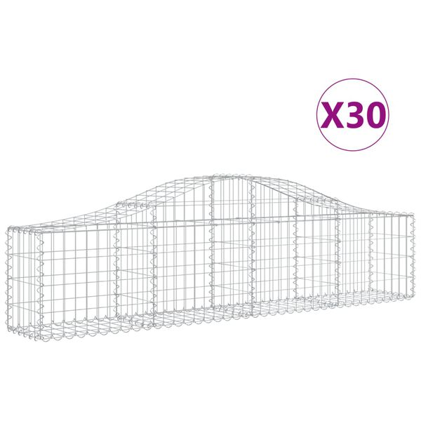 vidaXL Arched Gabion Baskets 30 pcs 78.7"x11.8"x15.7"/23.6" Galvanized Iron