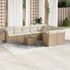 vidaXL Garden Sofa Set Beige Poly Rattan 10 Piece Set Adjustable Feet