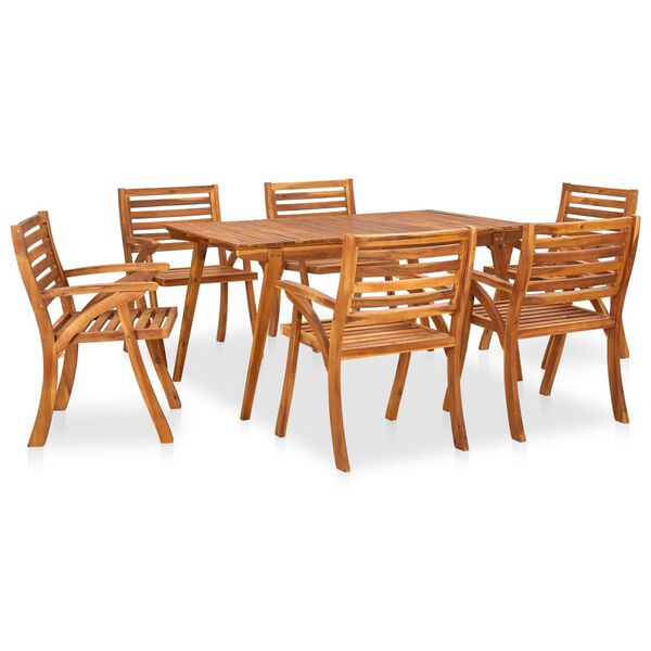 vidaXL Dining Set Brown Solid Acacia Wood Medium Seats Many Dining Set