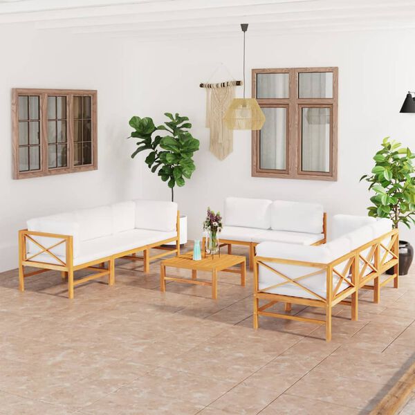 vidaXL Garden Lounge Set Cream Fine sanded teak hardwood Modular set