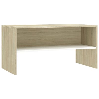 vidaXL TV Stand White and Sonoma Oak 31.5"x15.7"x15.7" Engineered Wood