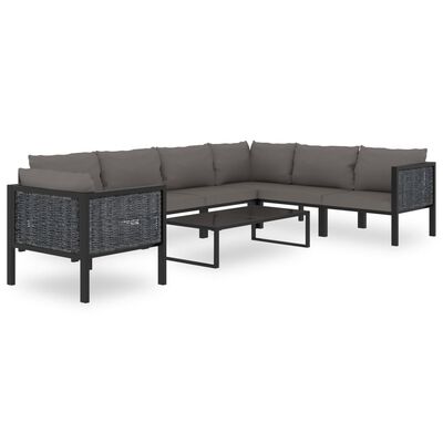 vidaXL 8 Piece Patio Lounge Set with Cushions Poly Rattan Anthracite