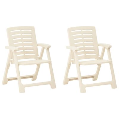 vidaXL Patio Chairs 2 pcs Plastic White