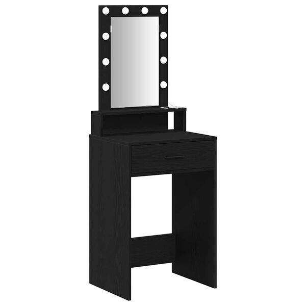 vidaXL Dressing Table Black 19.69 x 16.14 x 55.12 in Engineered Wood