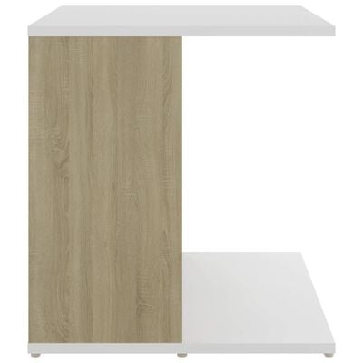 vidaXL Side Table White and Sonoma Oak 17.7"x17.7"x18.9" Engineered Wood
