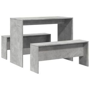 vidaXL Dining Table And Bench Set Concrete grey Engineered wood Standard