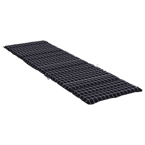 vidaXL Sun Lounger Cushion Black check pattern Oxford fabric, Foam fiber