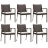 vidaXL Garden Chair Set of 6 Brown Poly Rattan, Steel Medium Durable