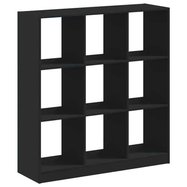 vidaXL Bookcase Black Engineered wood Medium Bookcase Rectangular