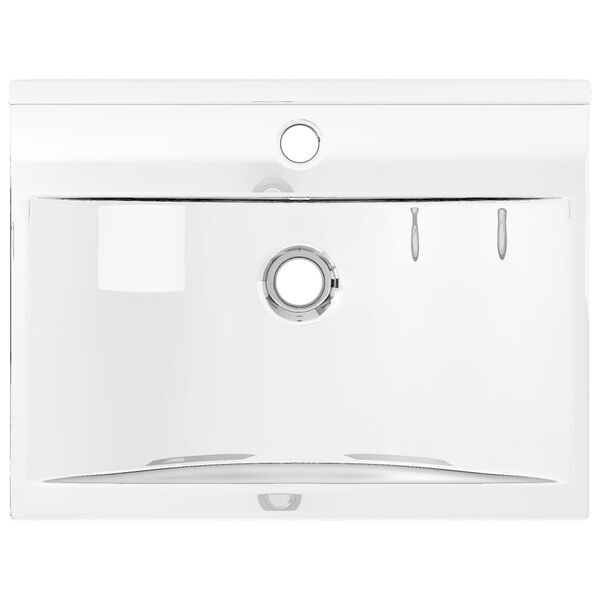 vidaXL Wash Basin with Overflow 23.6x18.1x6.3" Ceramic Silver