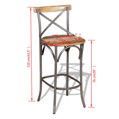 vidaXL Bar Chair Solid Reclaimed Wood