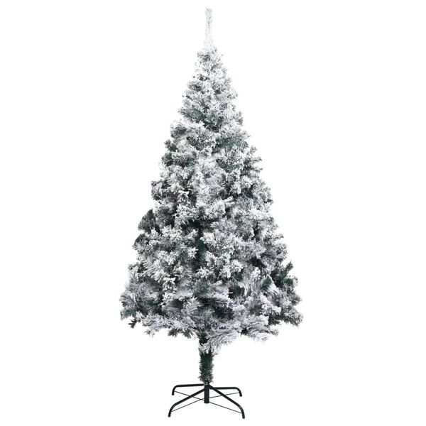 vidaXL Artificial Christmas Tree Green with white flocked snow PVC, Steel