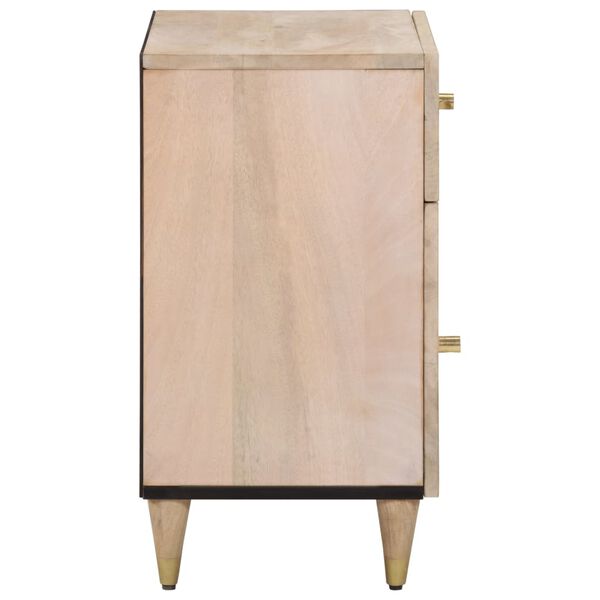 vidaXL Bedside Cabinet Bleach Natural Solid Mango Wood 19.7x13.0x23.6 in