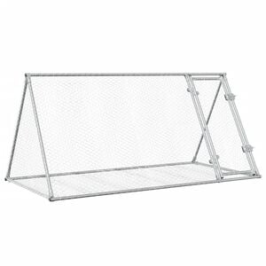 vidaXL Rabbit Hutch Silver Galvanized Steel Large Durable Rabbit Hutch