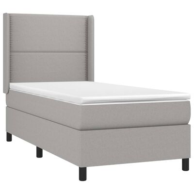 vidaXL Box Spring Bed with Mattress Light Gray Twin XL Fabric