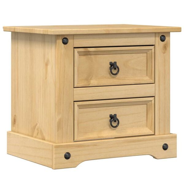vidaXL Nightstand Honey wax Solid pine wood, metal 20.9 x 15.4 x 19.7 in