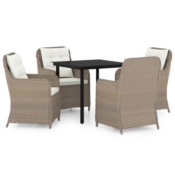 vidaXL Garden Dining Set Brown, Cream, Black