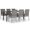 vidaXL Dining Set Grey and black Poly rattan, powder-coated steel, glass